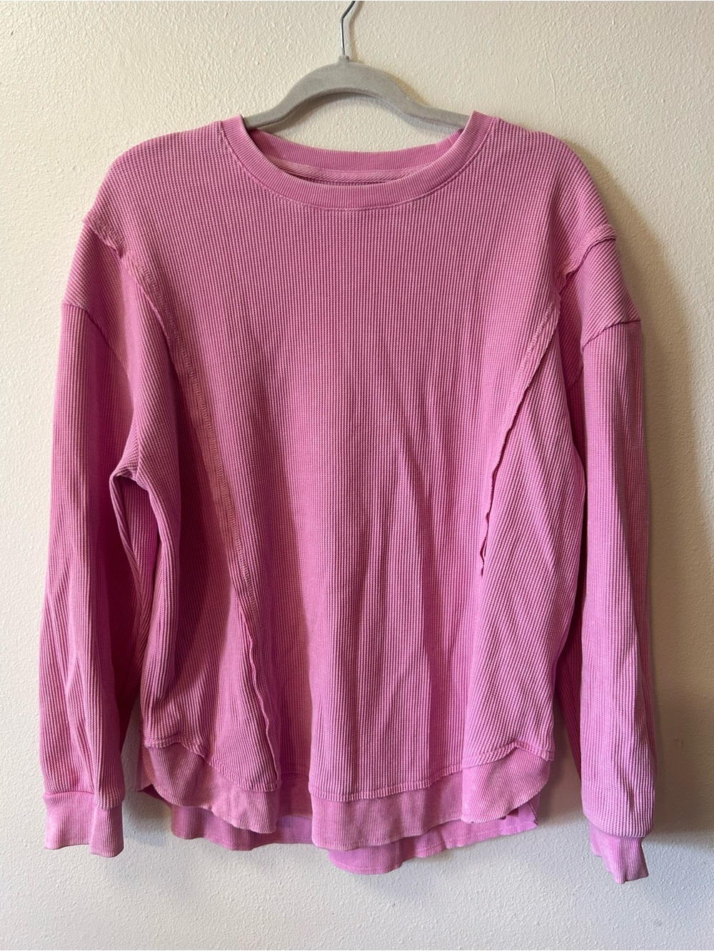 Sunnyside by Sundry pink waffle knit crewneck top